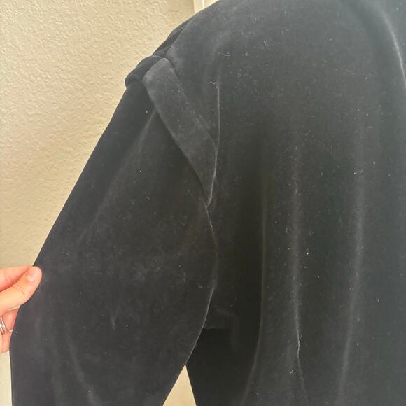 VTG Sonia Rykiel Paris Black Velour Velvet Jacket XL Button Snap Elegant - Picture 10 of 14